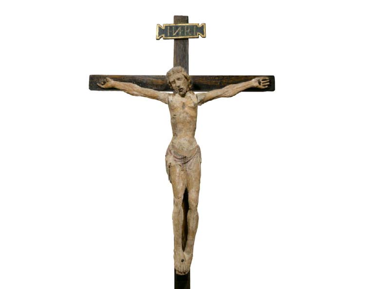 Scultore fiorentino, Crocifisso (inizio del terzo decennio del XV secolo; legno intagliato e dipinto, 100 x 120 cm; Firenze, chiesa di San Niccolò Oltrarno, sacrestia)
