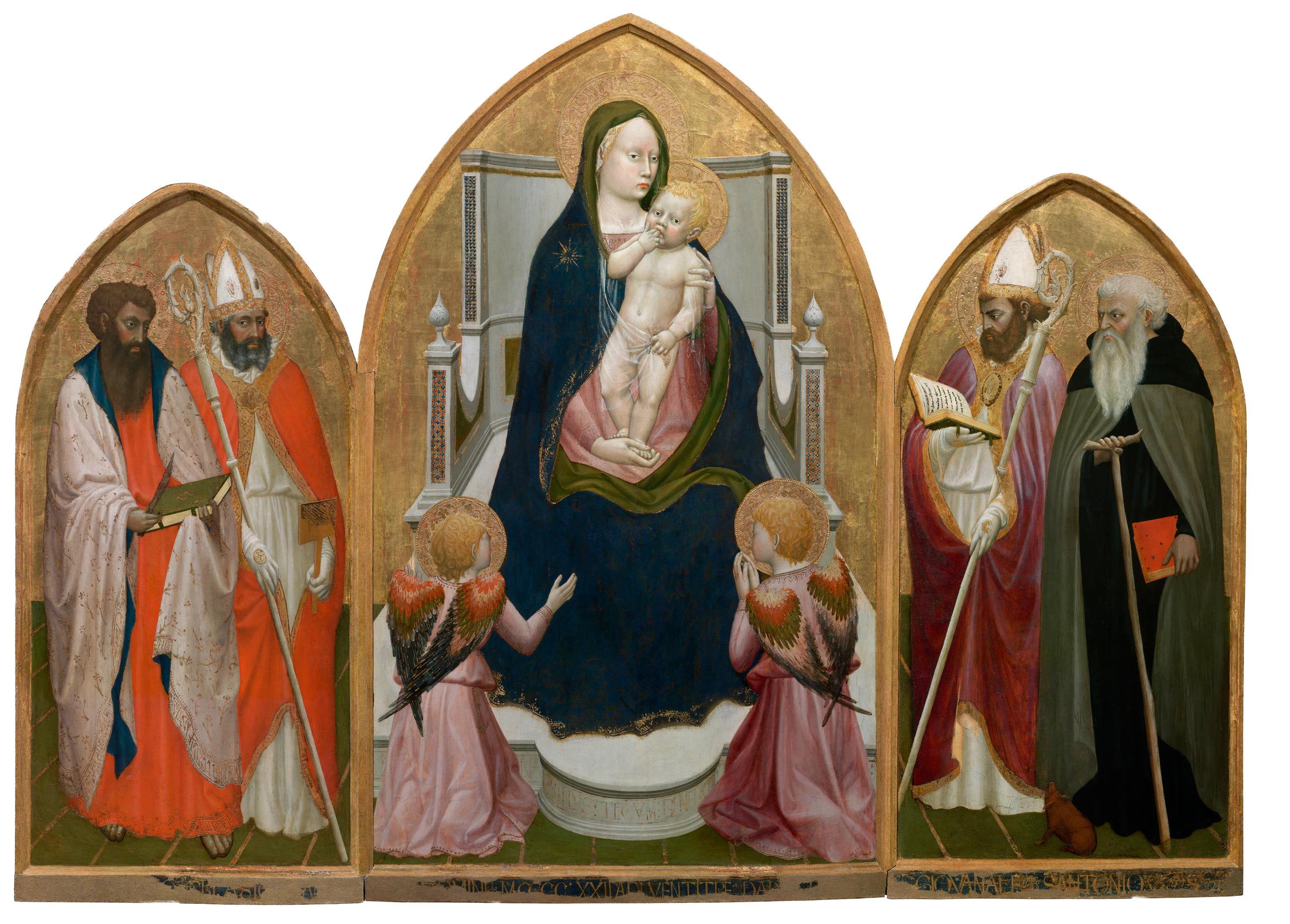 Masaccio, Trittico di San Giovenale (1422; tempera su tavola, 108 x 65 cm lo scomparto centrale, 88 x 44 cm ciascuno dei laterali;
Cascia di Reggello, Museo Masaccio d’Arte Sacra)
