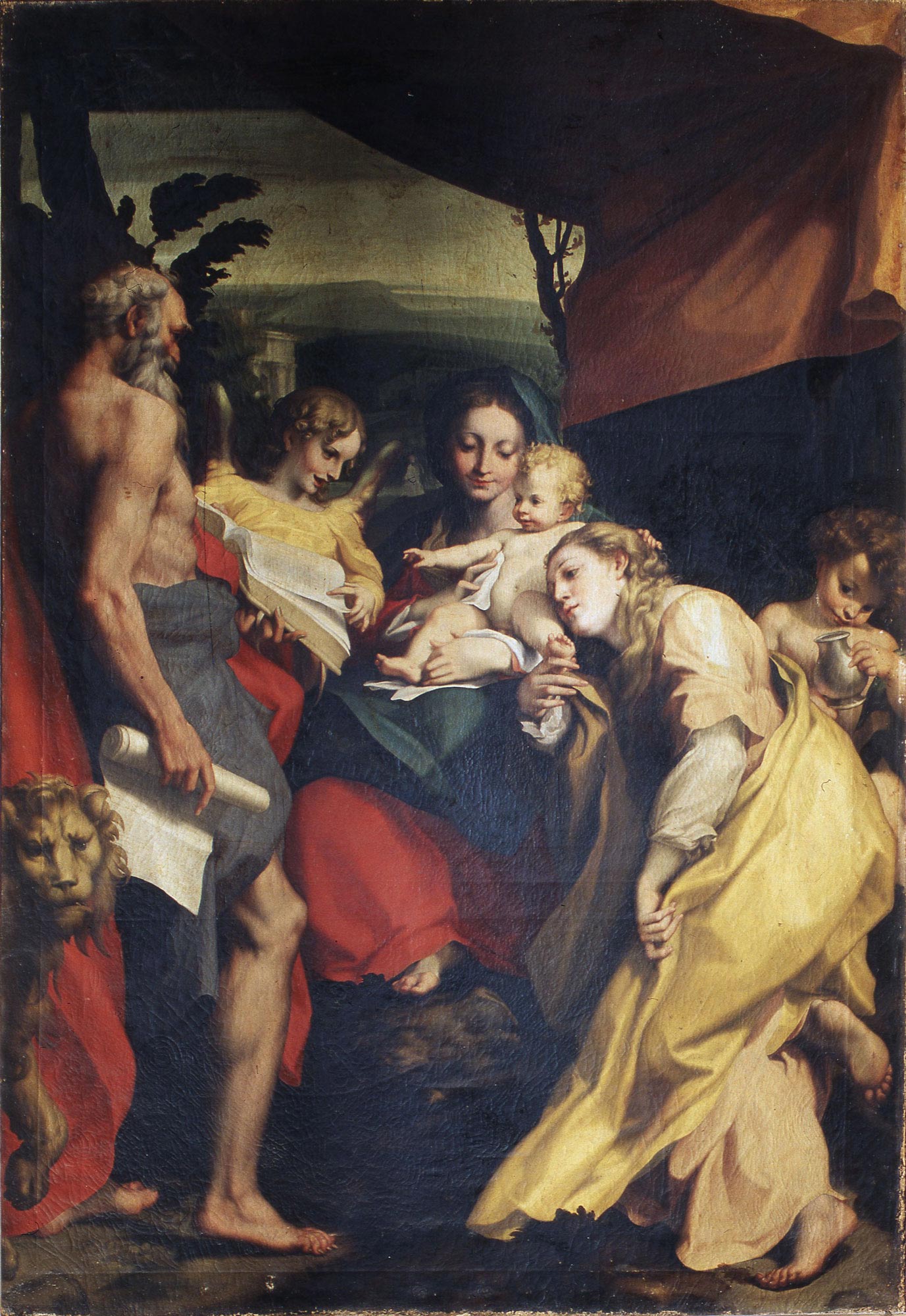 Ambito baroccesco, Copia della Madonna di San Girolamo di Correggio (1620-1630 circa; olio su tela, 205 x 142,5 cm; Firenze, Palazzo Pitti)
