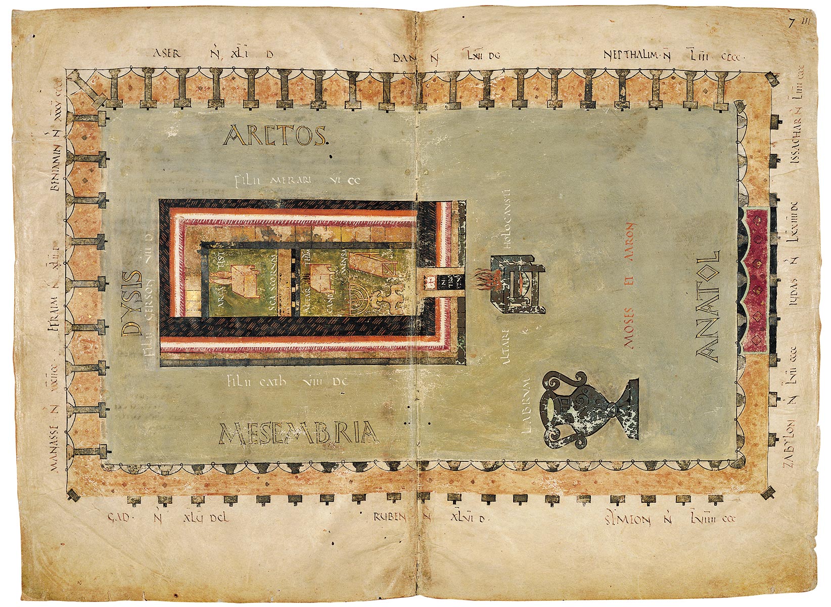 Codex Amiatinus 1, cc. IIv-IIIr (692-716; pergamena, 540 x 345 mm; Firenze, Biblioteca Medicea Laurenziana)