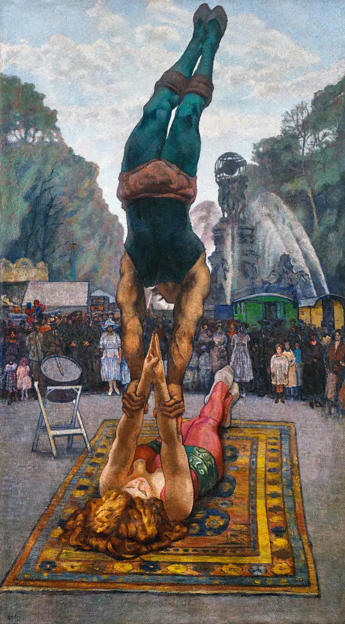 Anselmo Bucci, I giocolieri (1922-1923; olio su tela, 196 x 113 cm; Collezione privata)