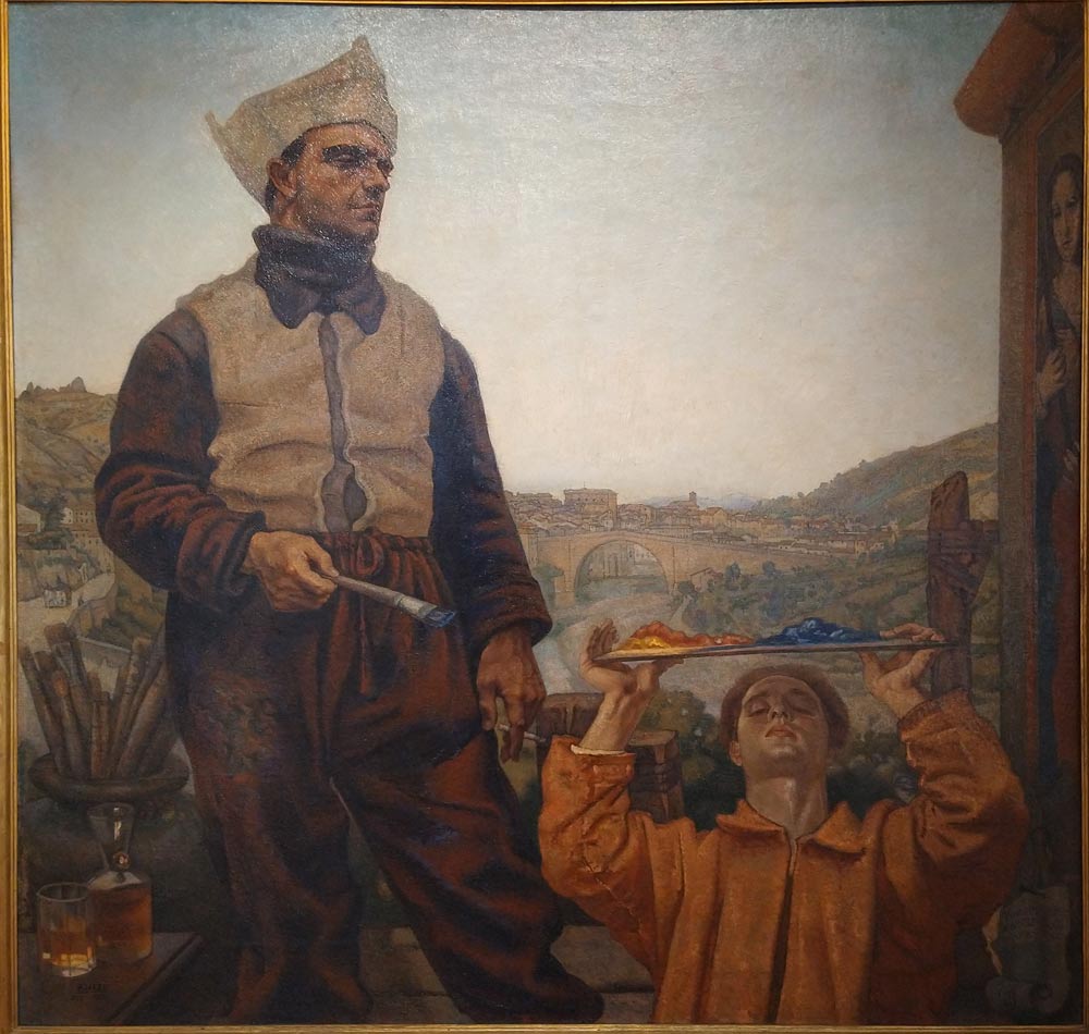 Anselmo Bucci, I pittori (1921-1924; olio su tela, 160 x 160 cm; Pesaro, Palazzo dell'Amministrazione Provinciale)