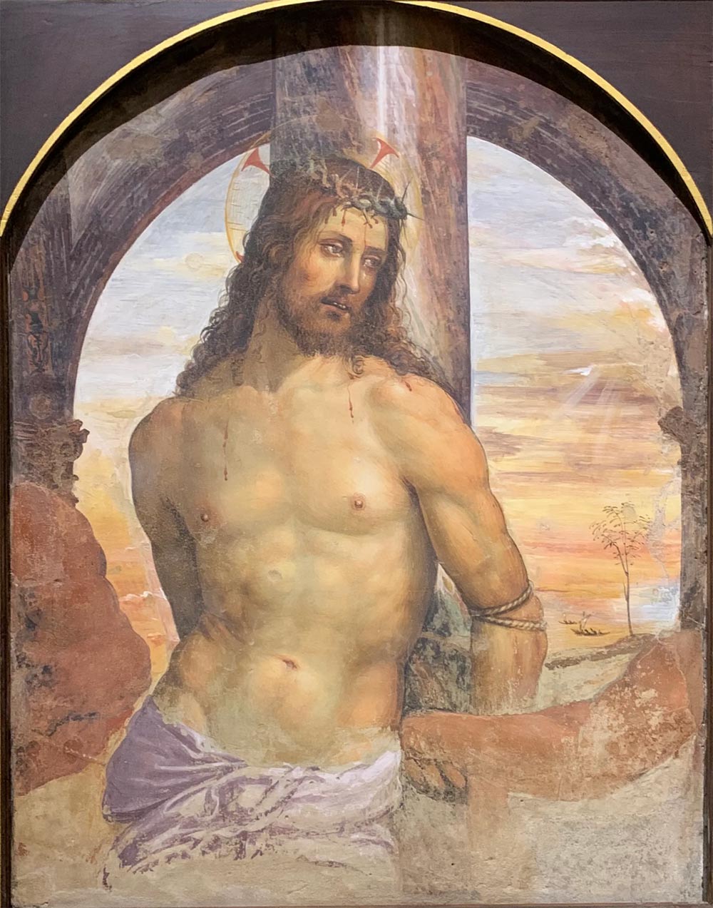 Giovanni Antonio Bazzi detto il Sodoma, Cristo alla colonna (1510-1515 circa; affresco staccato, 140 x 101 cm; Siena, Pinacoteca Nazionale)