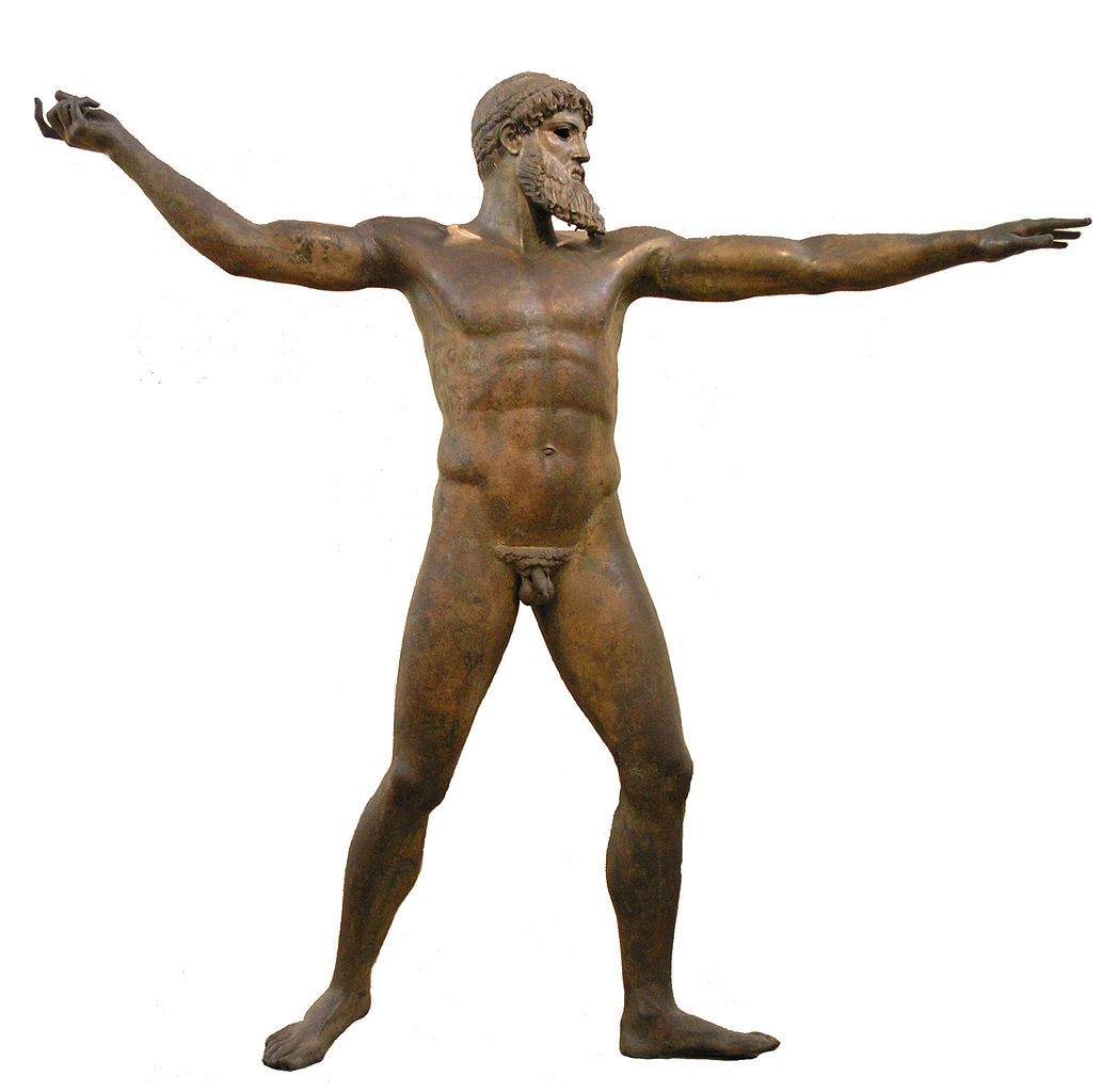 Calamide, Cronide di Capo Artemisio (480-470 a.C. circa; bronzo, altezza 209 cm; Atene, Museo Archeologico Nazionale)