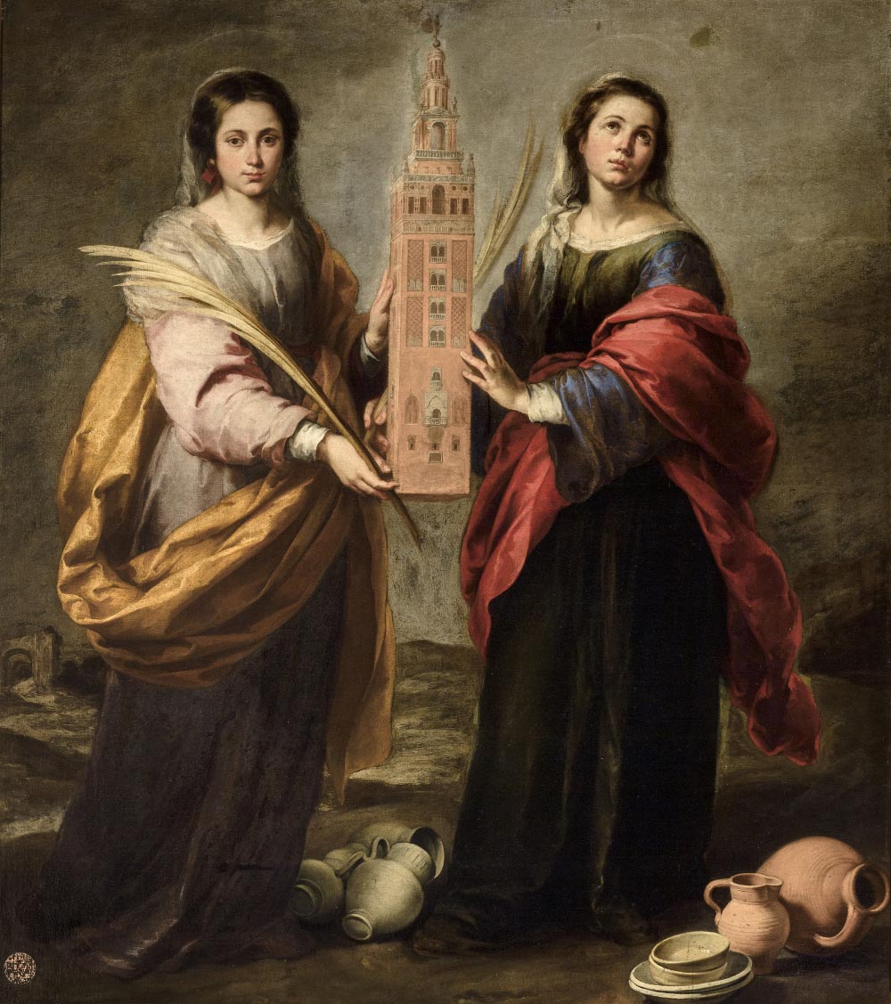 Bartolomé Esteban Murillo, Santa Justa e santa Rufina (1665-1666; olio su tela; Siviglia, Museo de Bellas Artes)