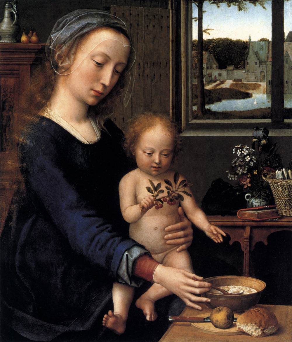 Gerard David, Madonna della pappa (1515 circa; olio su tavola, 33 x 27,5 cm; New York, Aurora Trust)