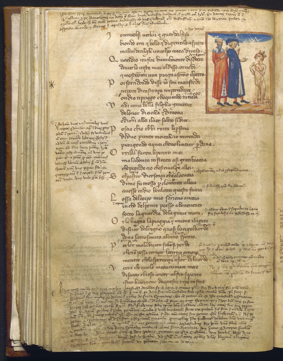 Divina Commedia nota come Dante Filippino, Manfredi (1355-1360 circa; pergamena, 276 x 191 mm; Napoli, Biblioteca Statale Oratoriana dei Girolamini, CF 2.16, c. 93v)