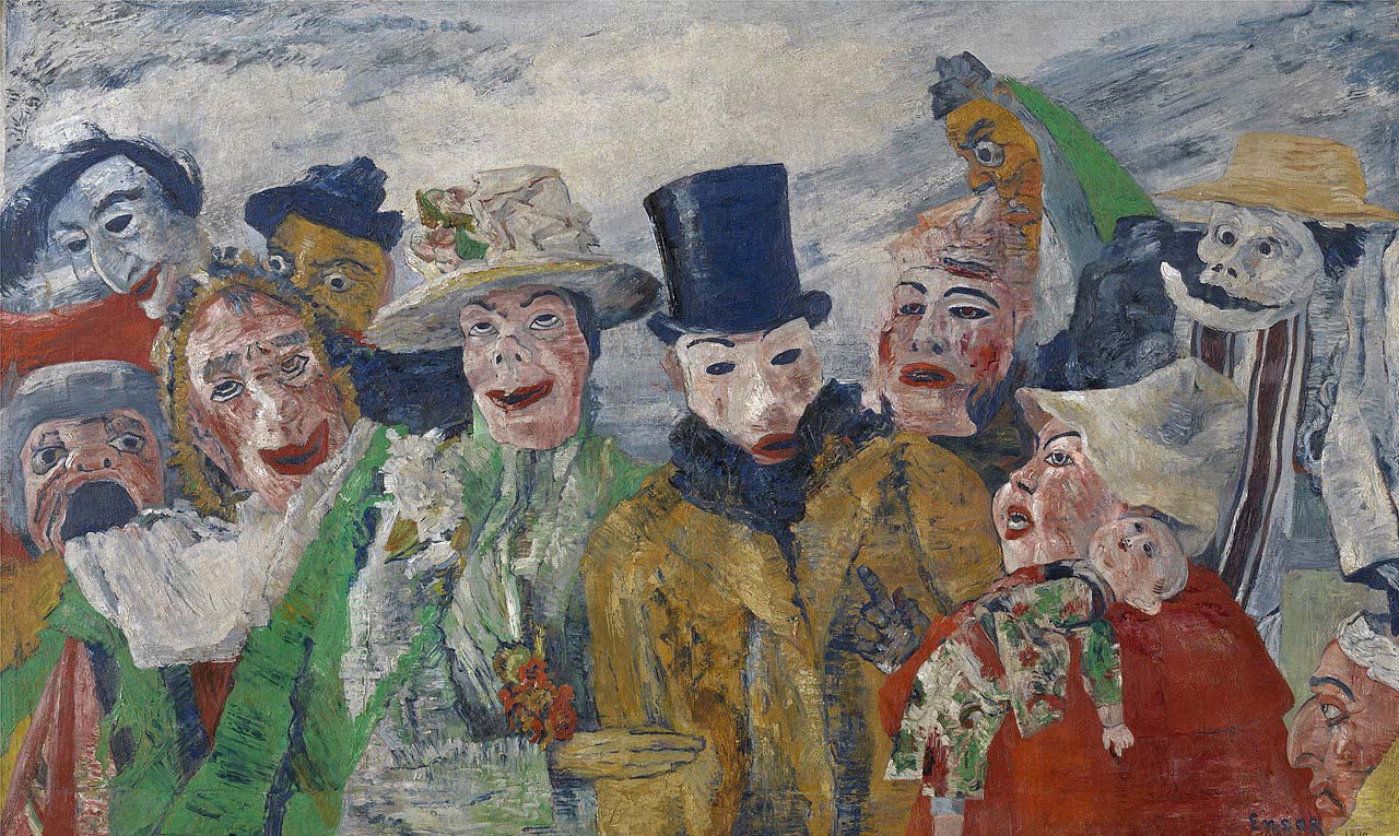 James Ensor, L'intrigo (1890; olio su tela, 89,5 x 149 cm; Anversa, Museo Reale di Belle Arti)