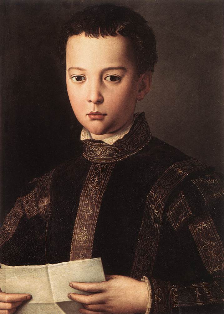 Bronzino, Ritratto di Francesco de' Medici (1551; olio su tavola, 38,5 x 41,5 cm; Firenze, Gallerie degli Uffizi)