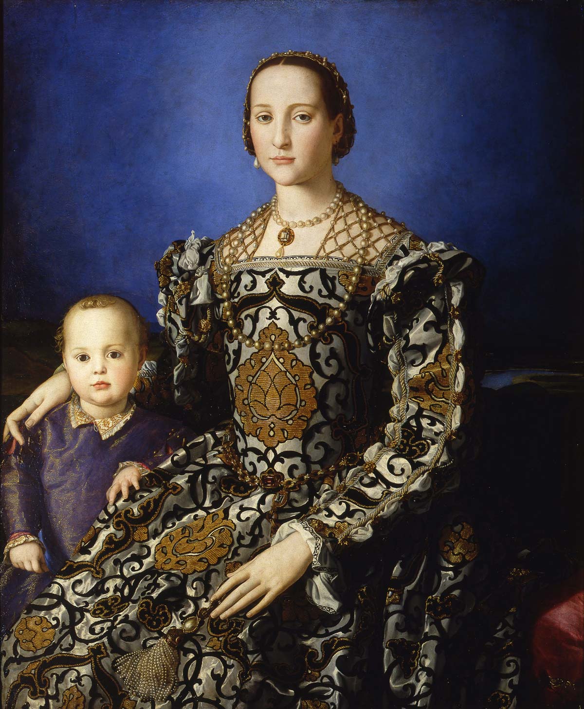 Bronzino, Ritratto di Eleonora di Toledo col figlio Giovanni (1545; olio su tavola, 115 x 96 cm; Firenze, Gallerie degli Uffizi)