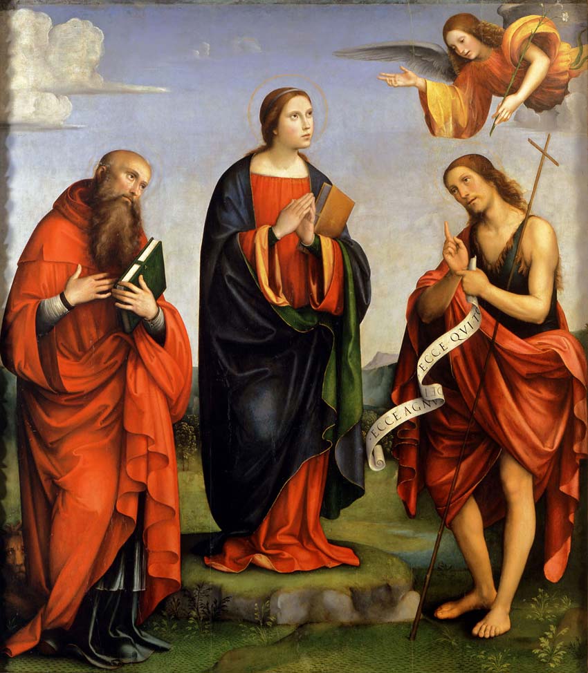 Francesco Raibolini detto il Francia, Vergine Annunciata fra santi (1505; olio su tavola, 174 x 149 cm; Bologna, Pinacoteca Nazionale)