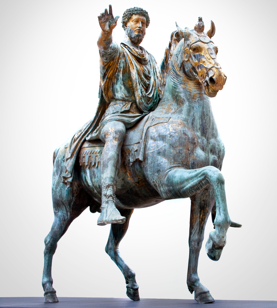 Arte romana, Monumento equestre a Marco Aurelio (161-180 d.C.; bronzo, altezza 424 cm; Roma, Musei Capitolini)