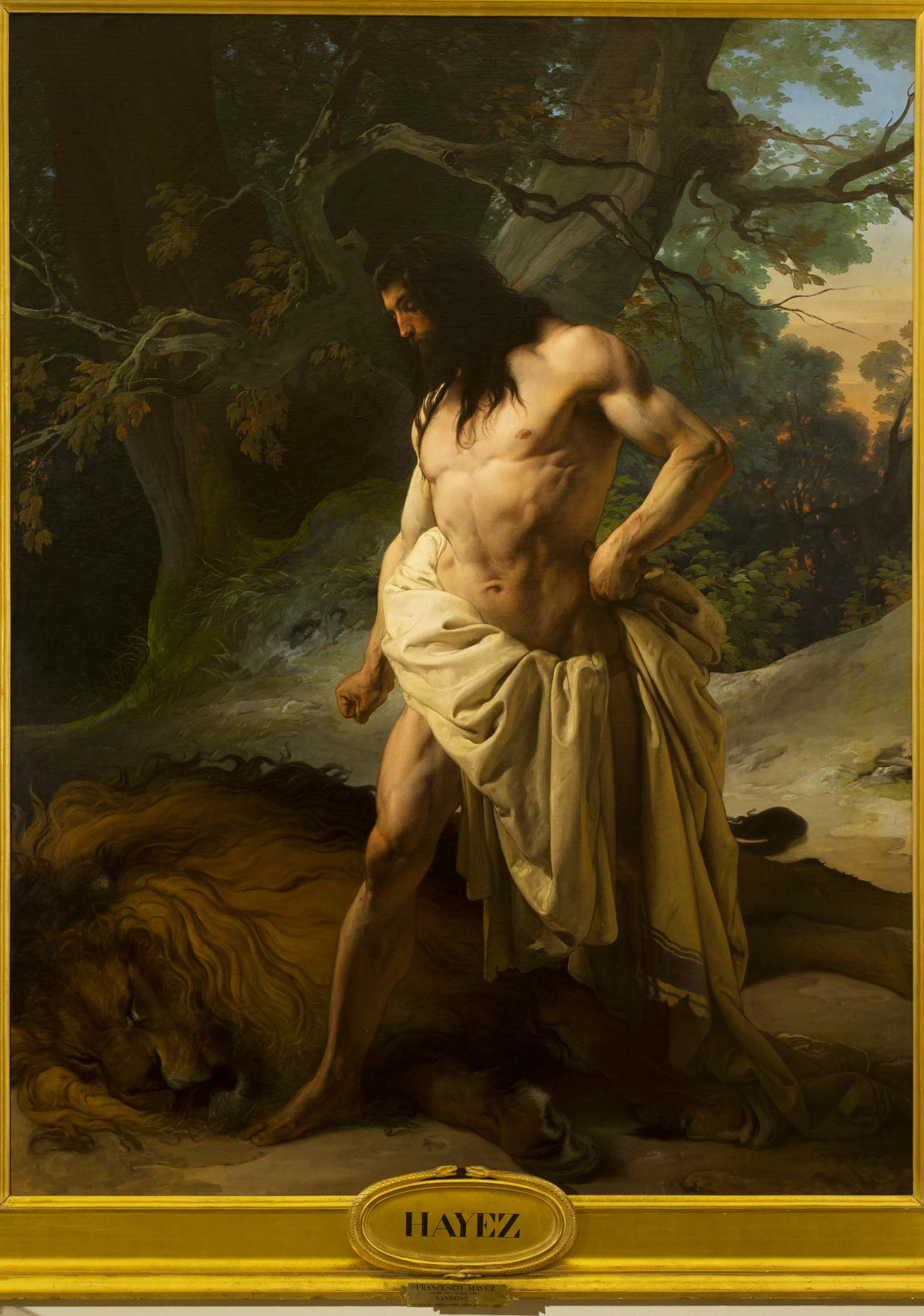Francesco Hayez, Sansone uccide un leone (1842; olio su tela, 213 x 164 cm; Firenze, Galleria d' Arte Moderna di Palazzo Pitti)