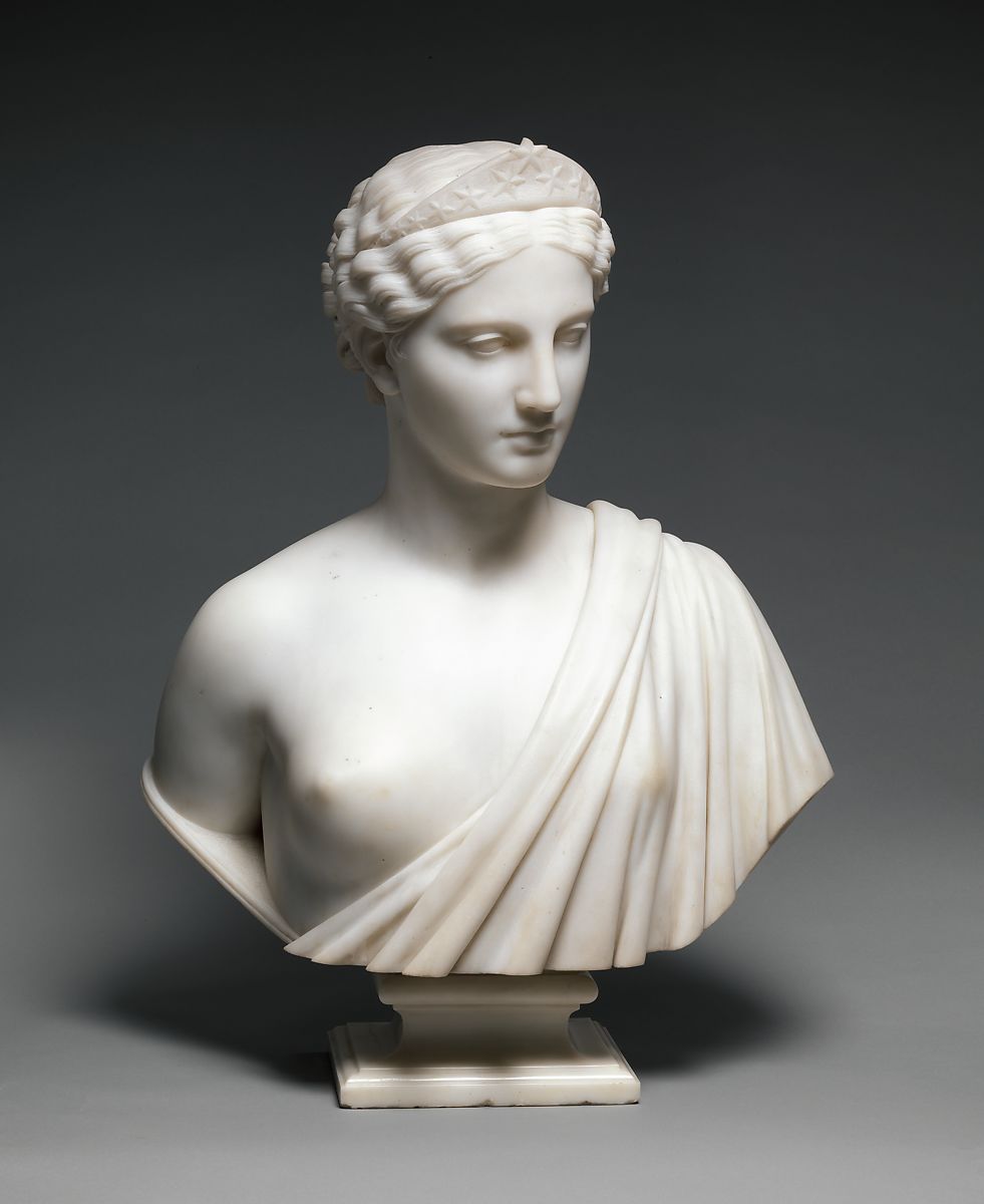 Hiram Powers, Busto di America (marmo, 71,1 x 54,6 x 33,7 cm; Hartford, CT, Wadsworth Atheneum Museum of Art)