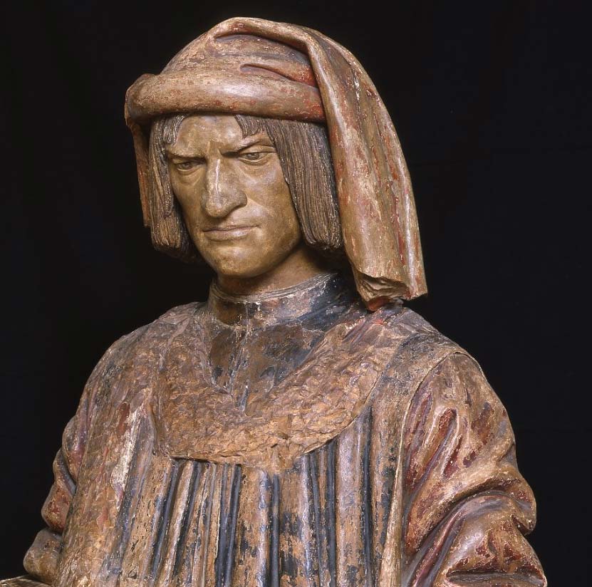 Pietro Torrigiani (attribuito a), Busto di Lorenzo il Magnifico (1515-1520 circa; terracotta policroma, 82 x 80 x 42 cm; Firenze, Collezione Liana Salvadori e Carlo Carnevali)