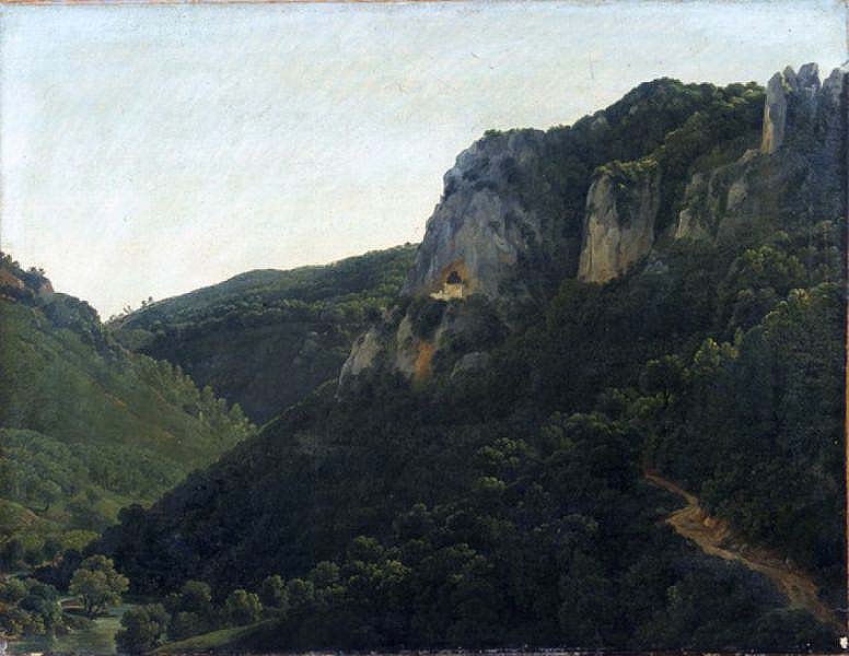 Jean-Joseph-Xavier Bidauld, Dirupi nei pressi di Narni (1787; olio su carta applicata su tela, 38 x 50 cm; Carpentras, Musée de Carpentras)
