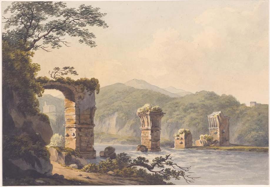 John Warwick Smith, Il ponte di Augusto a Narni (1781 circa; acquerello, 169 x 244 mm; Londra, British Museum)