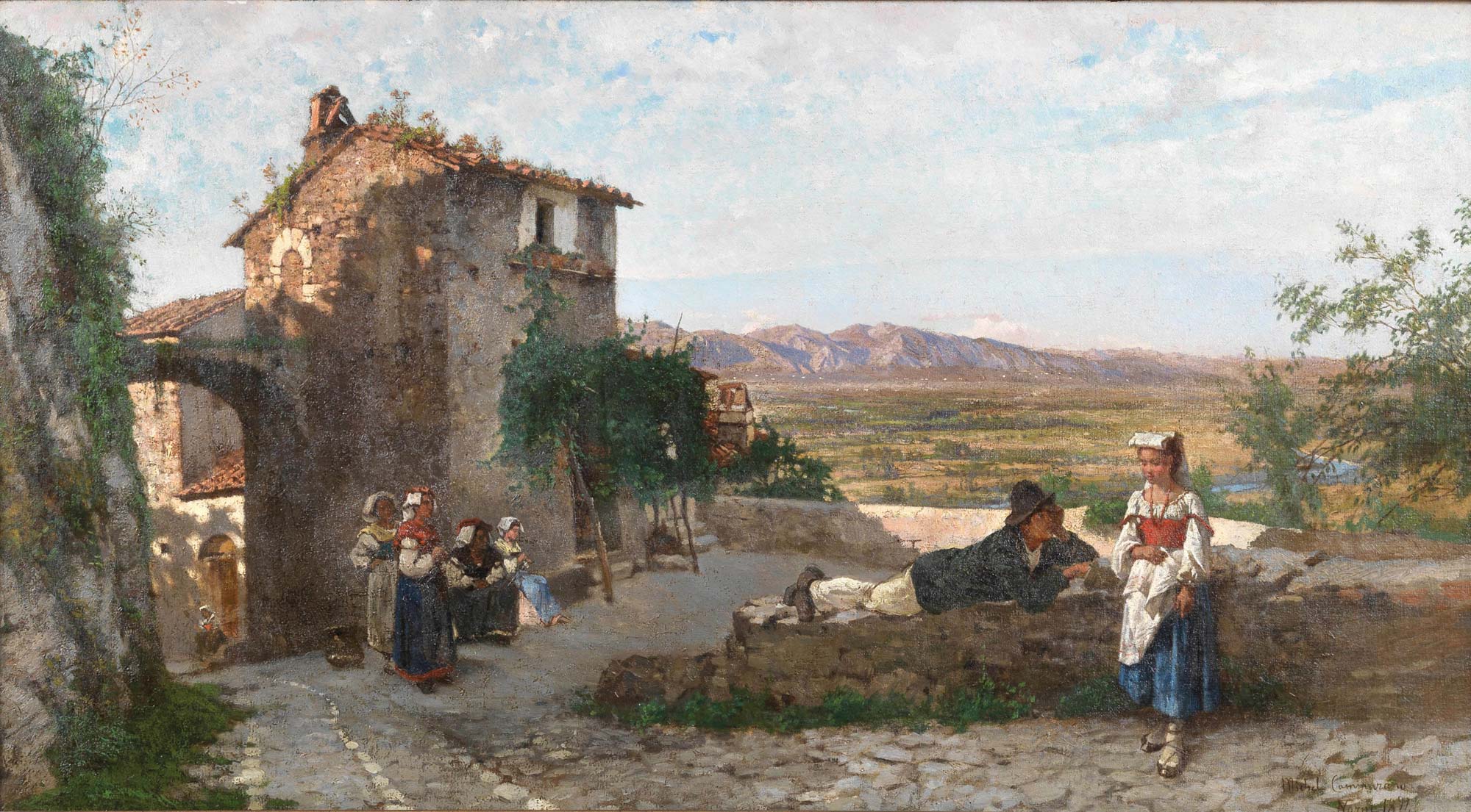 Michele Cammarano, Un cortile a Narni (1899; olio su tela, 90 x 49 cm; Collezione privata)