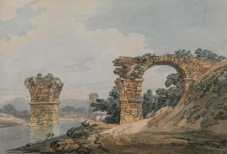 William Turner, Il ponte di Augusto a Narni (1794-1795 circa; acquerello su carta, 150 x 221 mm; Collezione privata)
