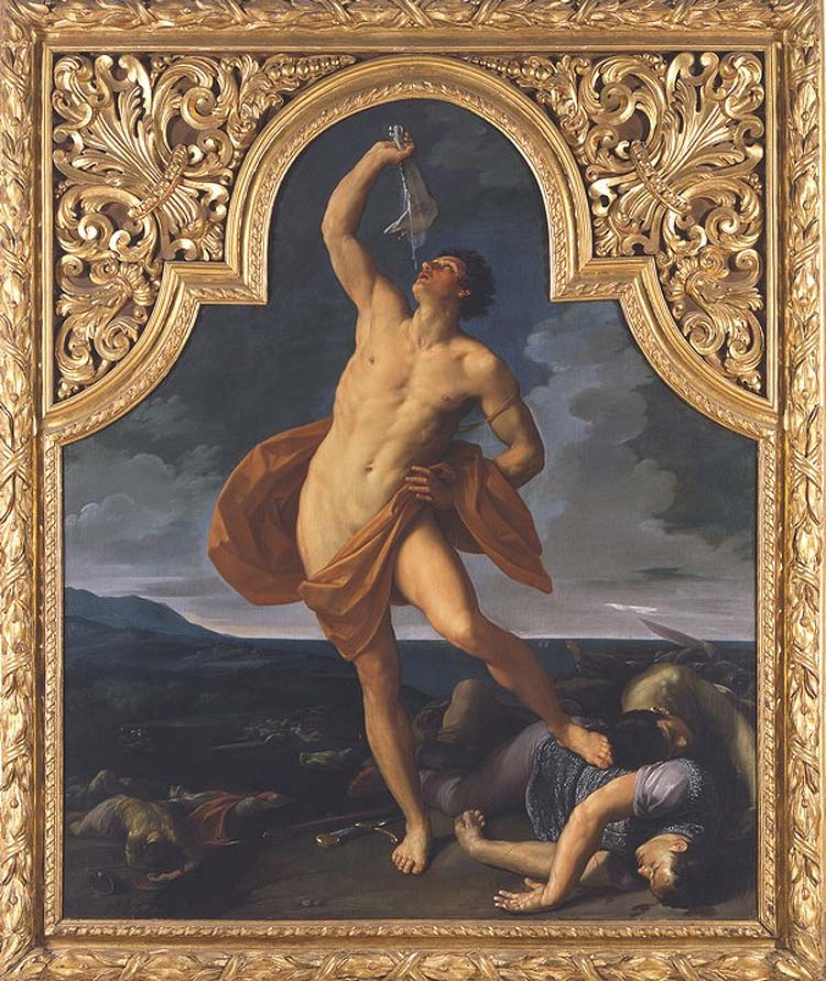 Guido Reni, Sansone vittorioso (1614-1616; olio su tela, 260,5 x 149 cm; Bologna, Pinacoteca Nazionale)