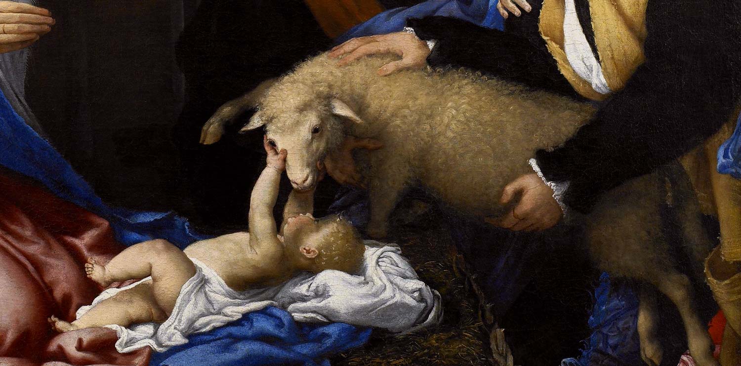 Lorenzo Lotto, Adorazione dei pastori, dettaglio