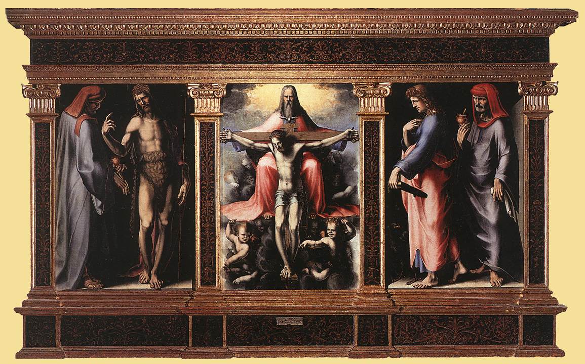 Domenico Beccafumi, Trittico della TrinitÃ  (1513; olio su tavola, 157 x 239 cm; Siena, Pinacoteca Nazionale)
