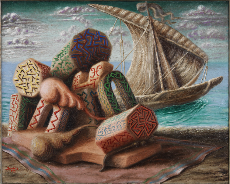 Alberto Savinio, Ulisse e Polifemo (1929; olio su tela, 65 x 81 cm; Rovereto, Mart - Museo di arte moderna e contemporanea di Trento e Rovereto)