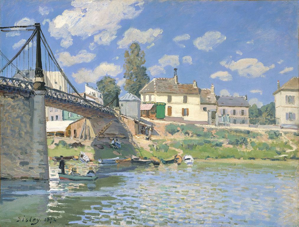 Alfred Sisley, Il ponte di Villeneuve-la-Garenne (1872; olio su tela, 49,5 x 65,4 cm; New York, The Metropolitan Museum of Art)
