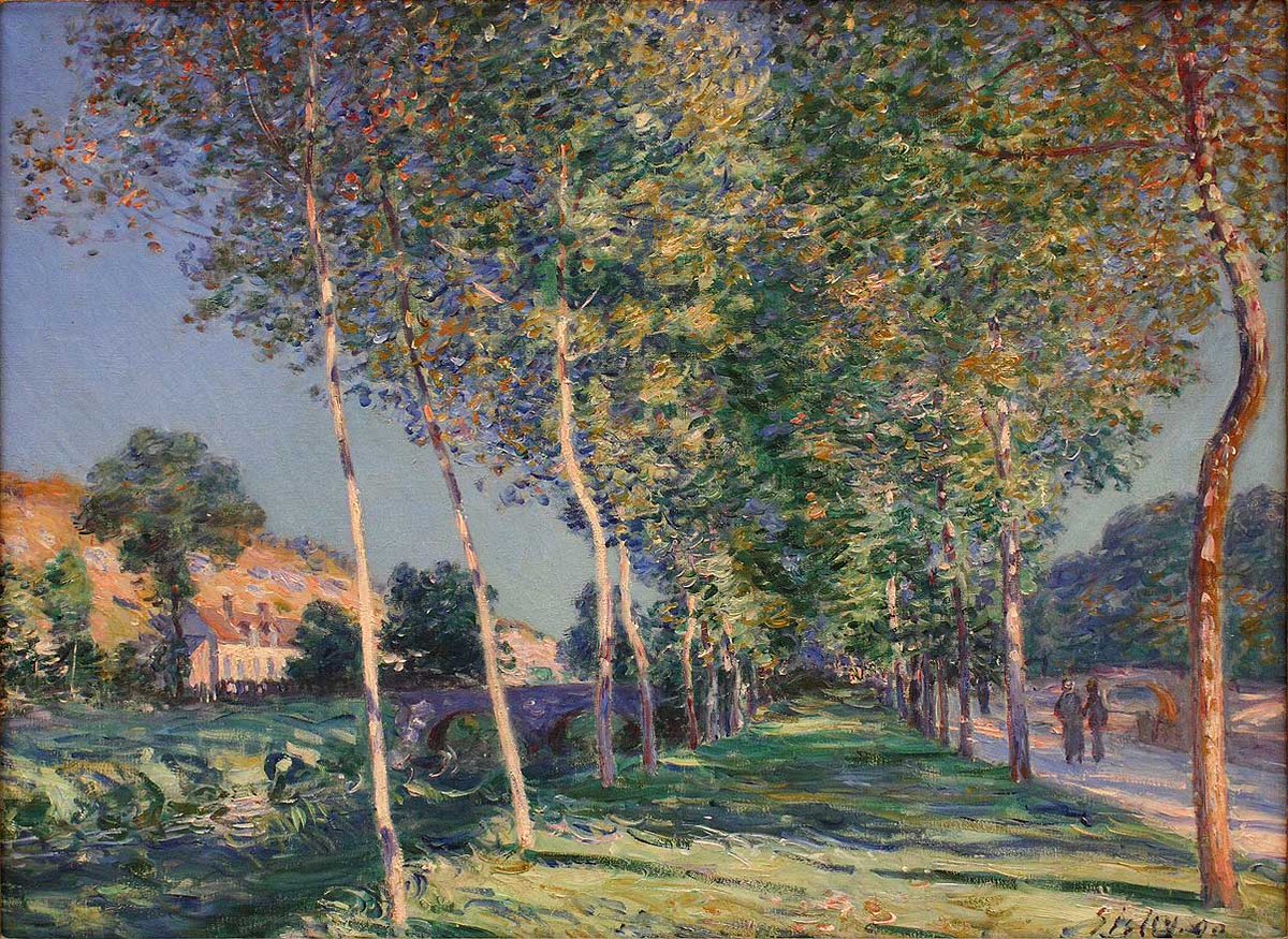 Alfred Sisley, Vicolo di pioppi intorno a Moret-sur-Loing (1890; olio su tela, 65 x 81 cm; Parigi, Musée d'Orsay)
