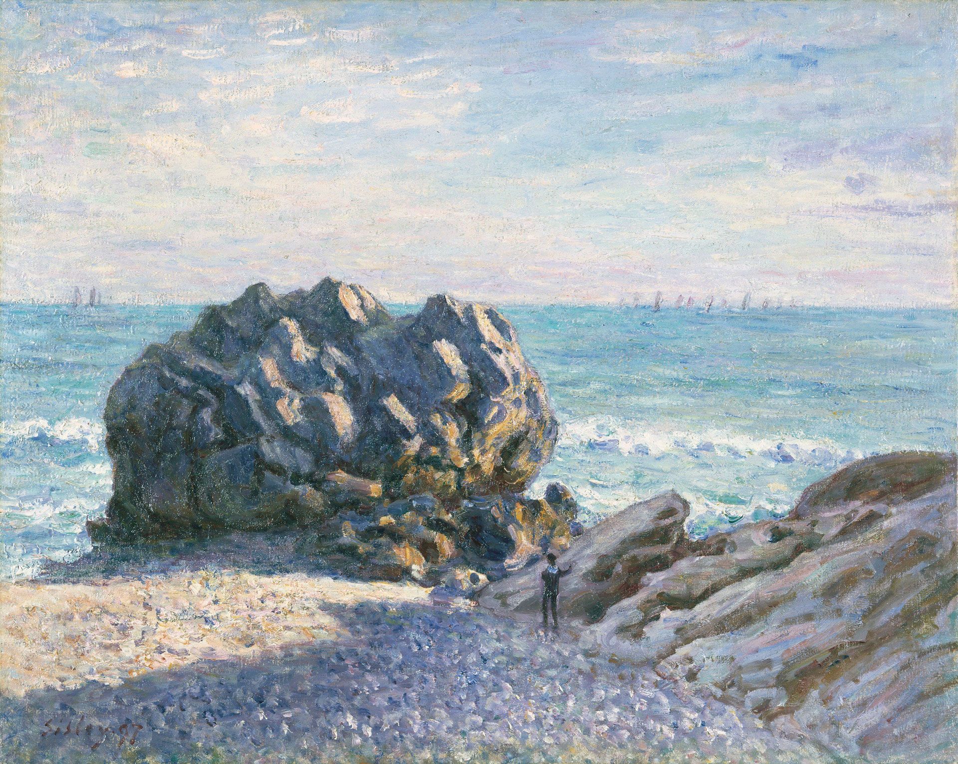 Alfred Sisley, Roccia di Storr, baia di Langland – sera (1897; olio su tela, 65,5 x 81,5 cm; Cardiff, National Museum of Wales)
