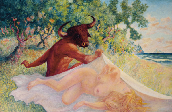 Aligi Sassu, Pasifae e il minotauro (1981; olio su tela, 130 x 195 cm)