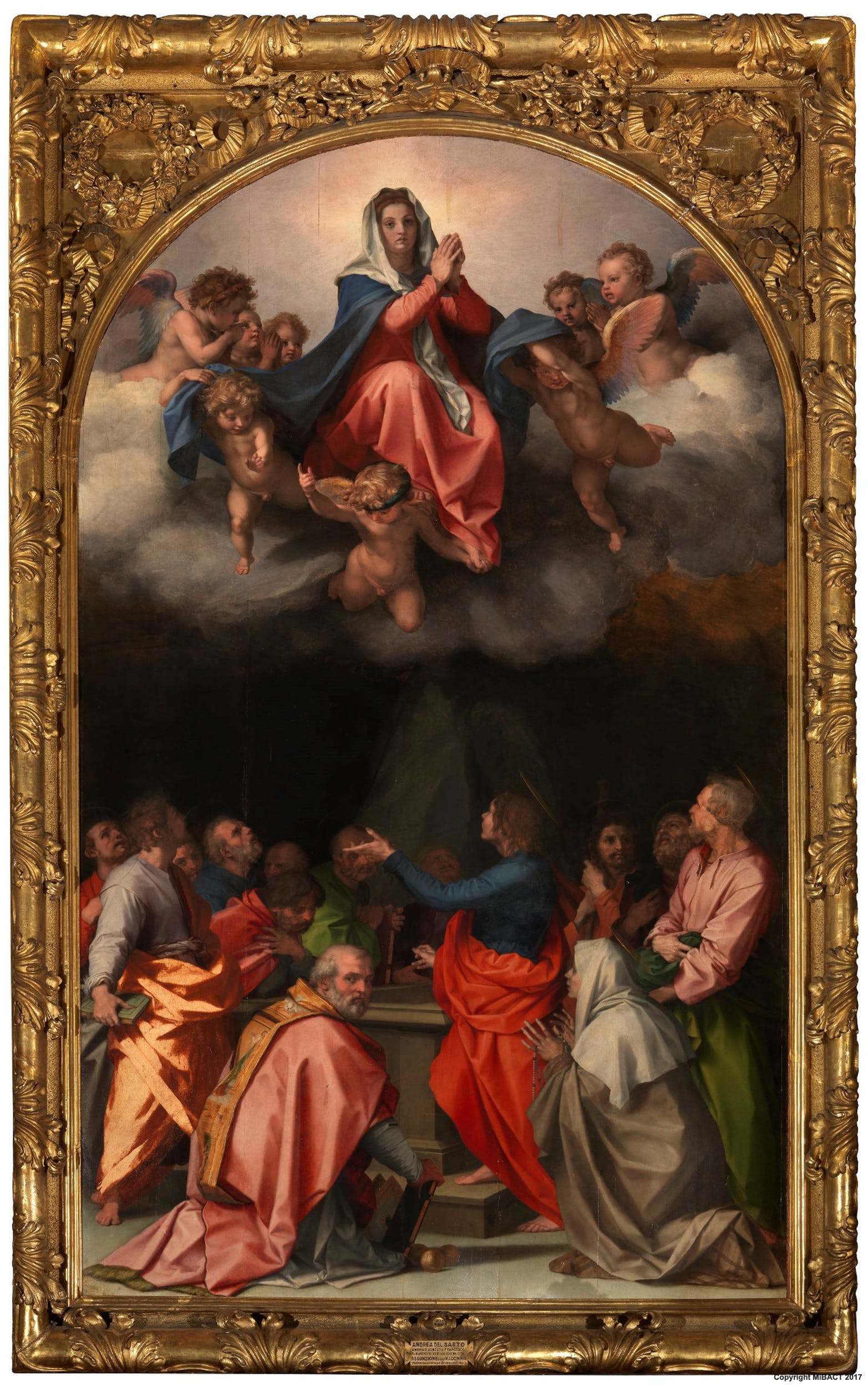 Andrea del Sarto, Assunzione della Vergine (1526-1528; olio su tavola, 379 x 222 cm; Firenze, Palazzo Pitti)
