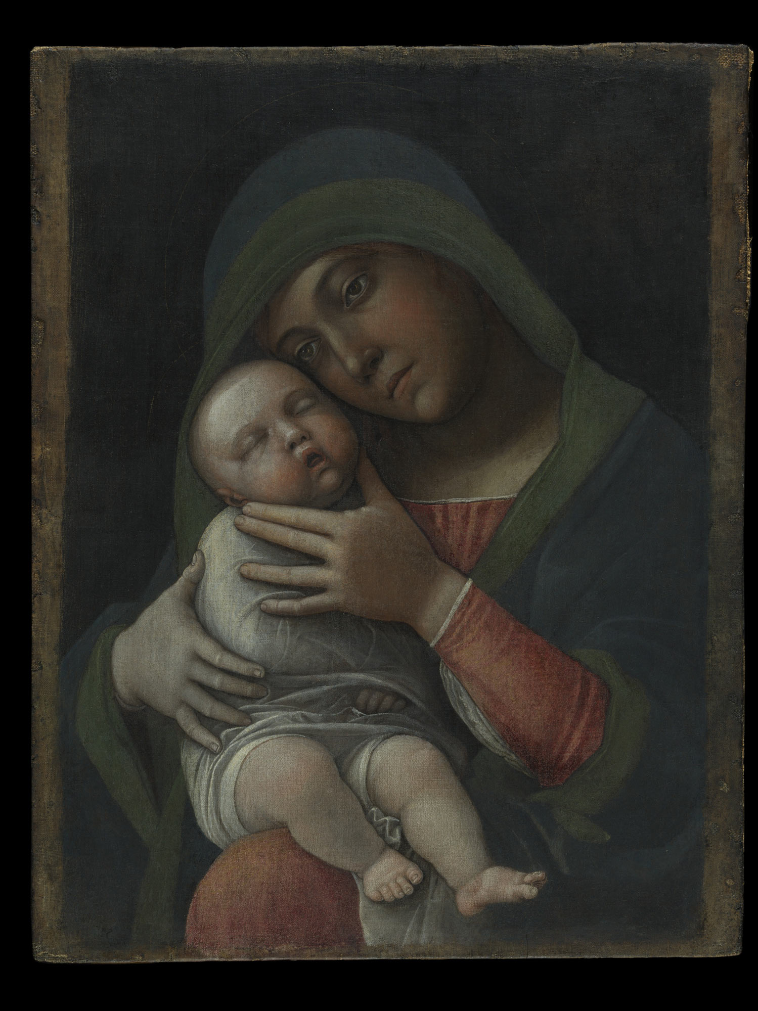 Andrea Mantegna, Madonna col Bambino (1490-1495 circa; tempera magra su tela 45,2 x 35,5 cm; Milano, Museo Poldi Pezzoli, inv. 1595)