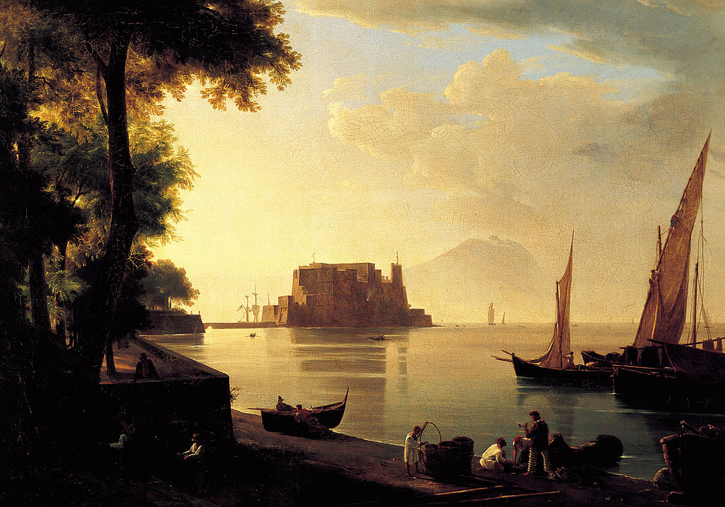 Anton Sminck van Pitloo, Castel dell'Ovo dalla spiaggia (1820-1824 circa; olio su tela; Roma, Galleria Nazionale d'Arte Moderna e Contemporanea)
 Anton Sminck van Pitloo, Castel dell'Ovo dalla spiaggia (1820-1824 circa; olio su tela; Roma, Galleria Nazionale d'Arte Moderna e Contemporanea)