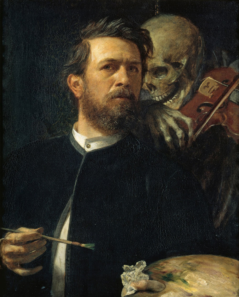 Arnold Böcklin, Autoritratto con la morte che suona il violino (1872; olio su tela, 75 x 61 cm; Berlino, Alte Nationalgalerie)
