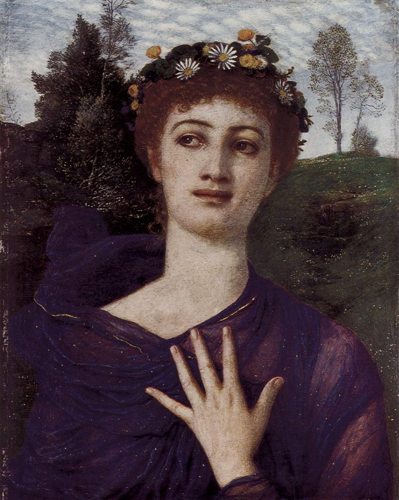 Arnold Böcklin, Flora (1875; tempera su tavola, 60 x 50,5 cm; Lipsia, Museum der bildenden Künste)
