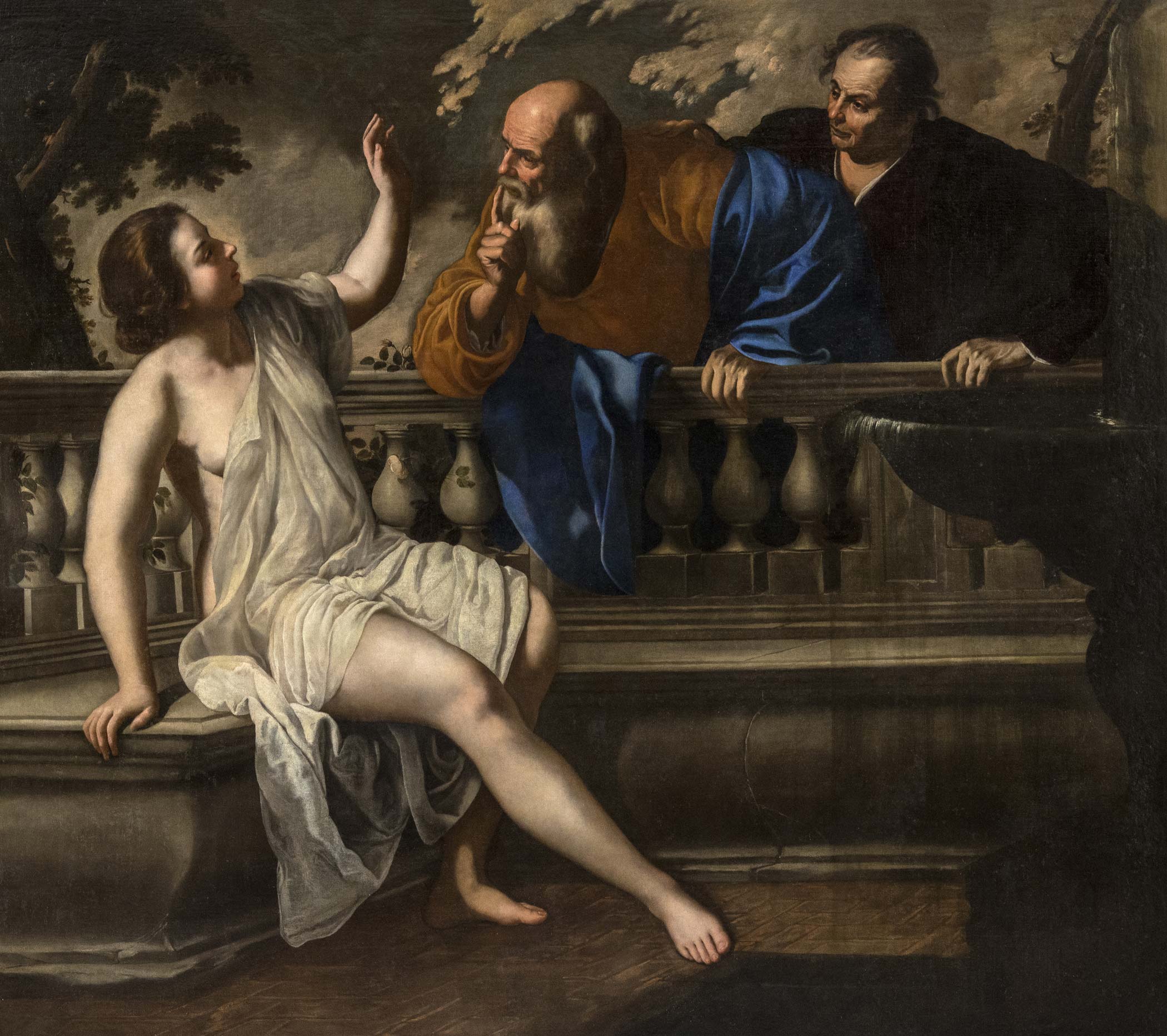 Artemisia Gentileschi, Susanna e i vecchi (olio su tela, 200,5 × 225,5 cm; Bologna, Pinacoteca nazionale, inv. 6320). Su concessione del Ministero della Cultura – Pinacoteca Nazionale di Bologna
 Artemisia Gentileschi, Susanna e i vecchi (olio su tela, 200,5 × 225,5 cm; Bologna, Pinacoteca nazionale, inv. 6320). Su concessione del Ministero della Cultura – Pinacoteca Nazionale di Bologna