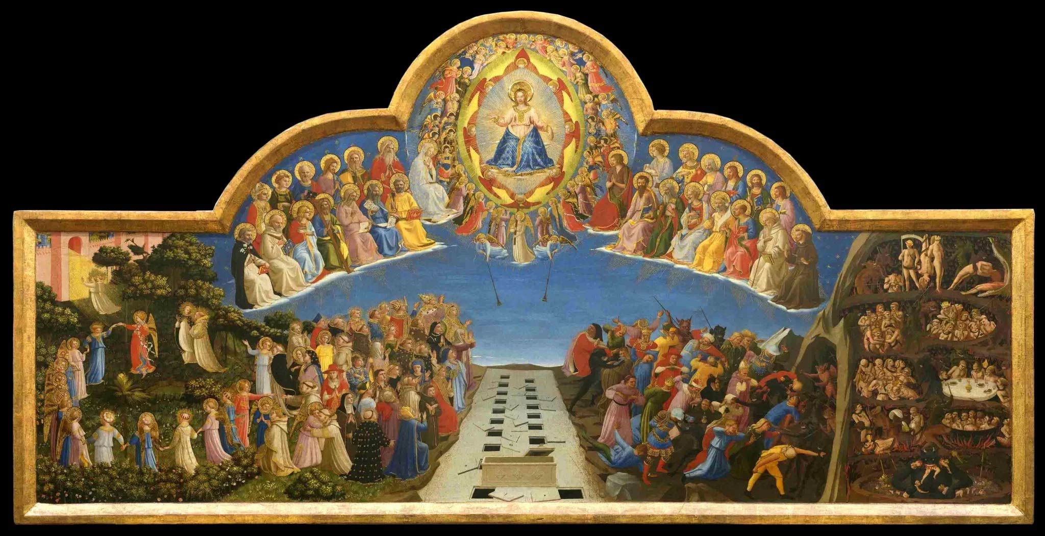 Beato Angelico, Giudizio Universale (1425-1428; tempera su tavola, 105 x 210 cm; Firenze, Museo Nazionale di San Marco)