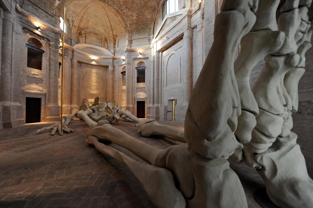 Gino De Dominicis, Cosmic Magnet (1988; fiberglass, iron and polystyrene, 24 x 9 x 4 m; Foligno, former Church of the Holy Trinity). Photo by Bernardino Sperandio - Umbria Tourist Board.