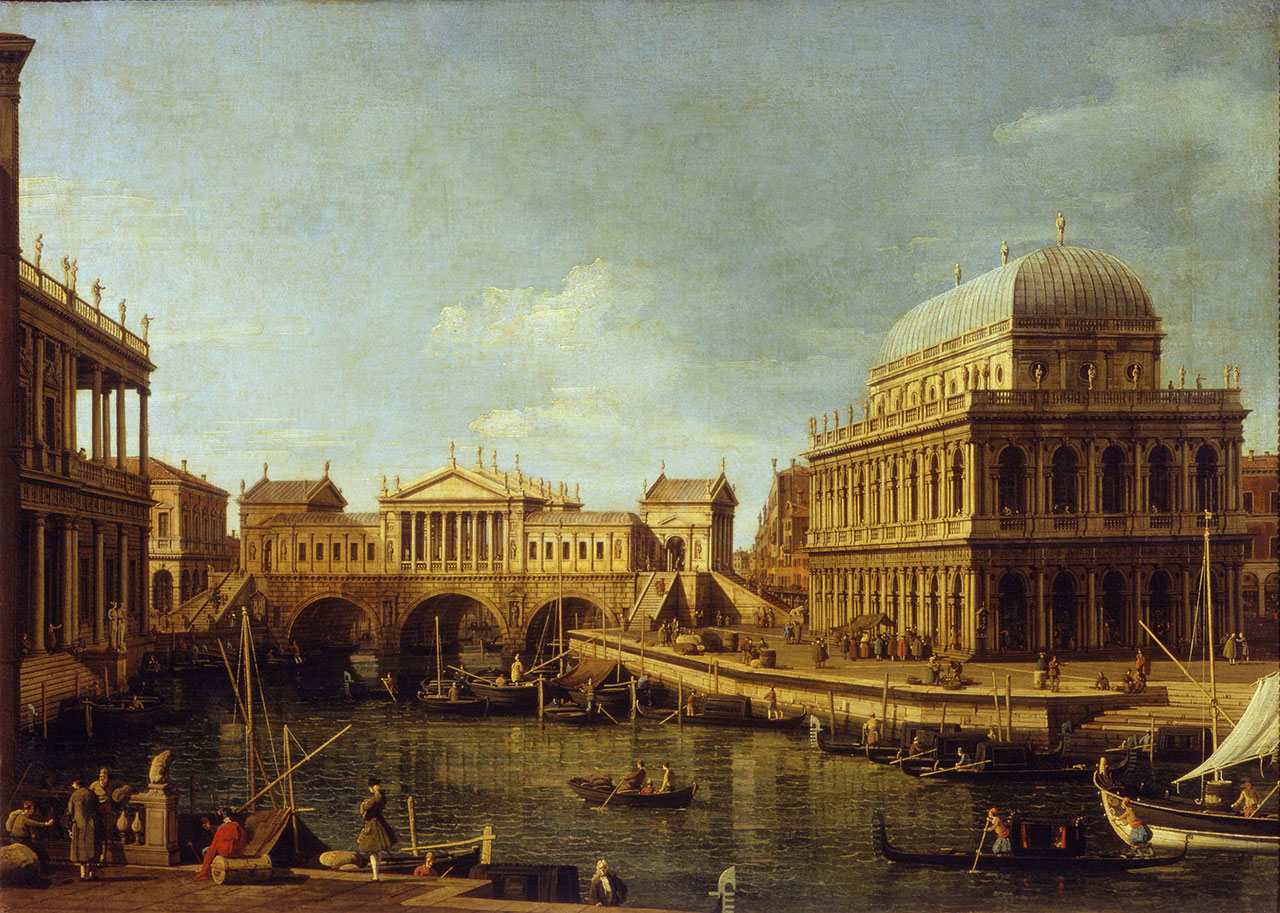 Canaletto, Capriccio palladiano (1758 circa; olio su tela, 58 x 82 cm; Parma, Galleria Nazionale)
