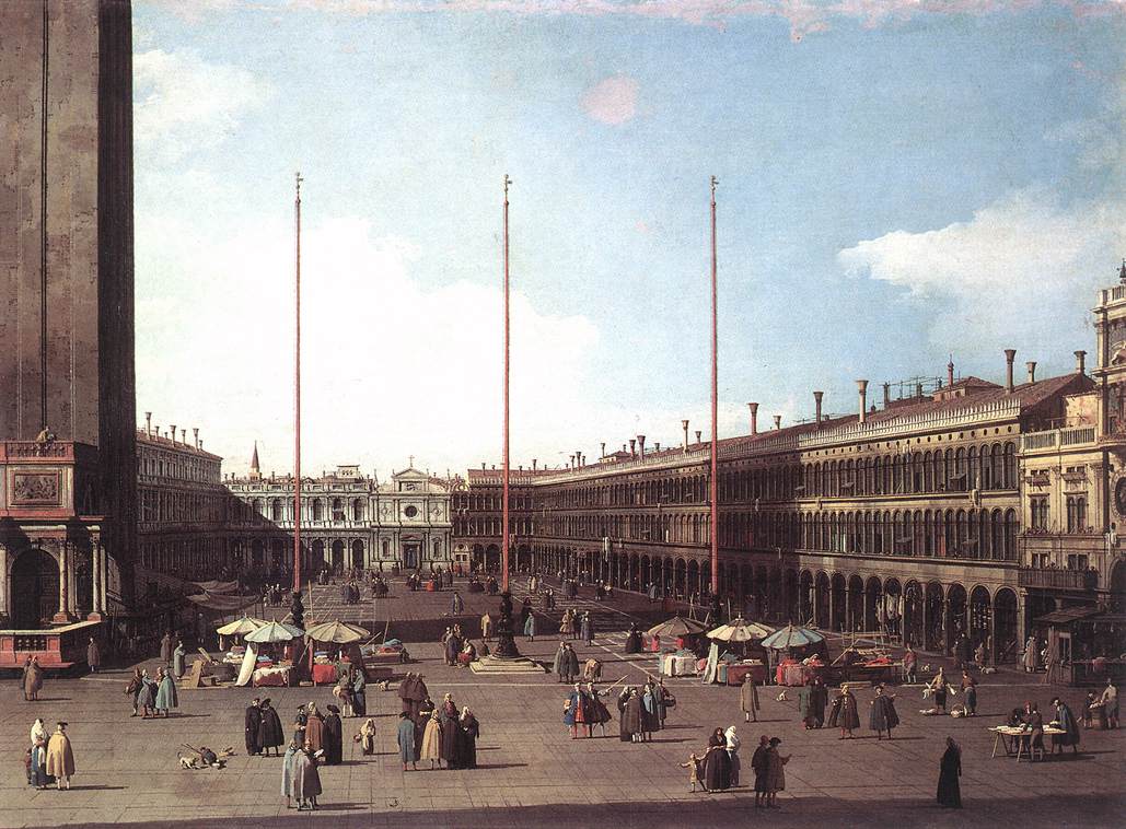 Canaletto, Piazza San Marco verso San Geminiano (1735 circa; olio su tela, 69 x 94 cm; Roma, Galleria Corsini)
