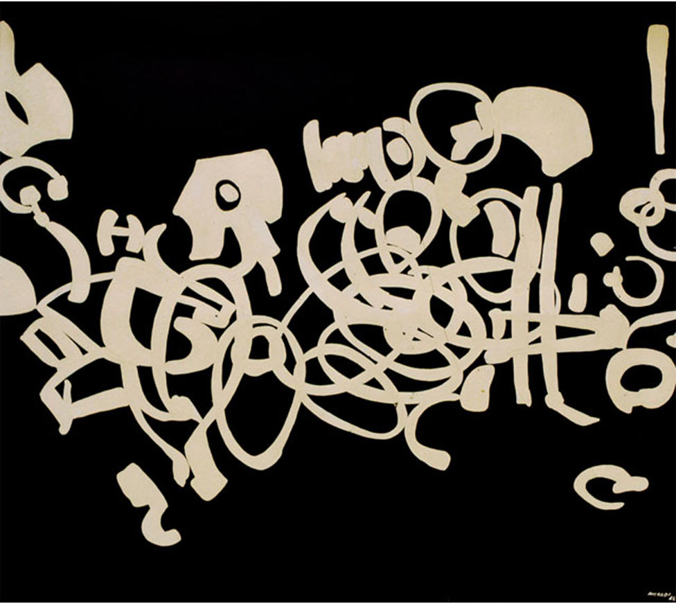 Carla Accardi, Duello interrotto (1955; caseina su tela, 156 x 176 cm; Archivio Accardi Sanfilippo)
