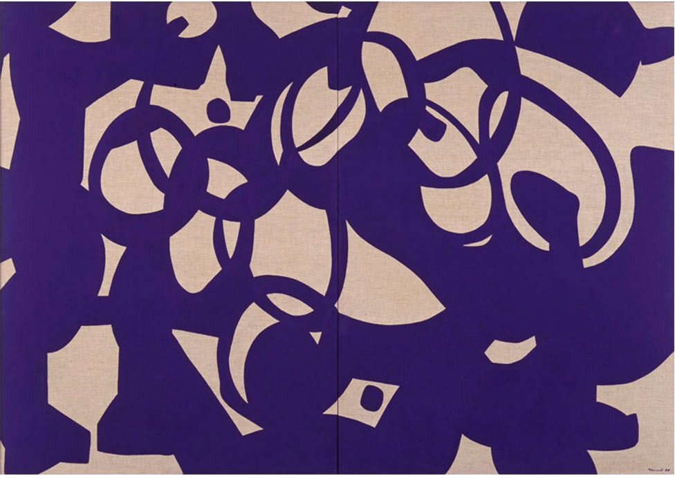 Carla Accardi, Grande capriccio viola (1988; vinilico su tela grezza, 195 x 280 cm; Archivio Accardi Sanfilippo) 
