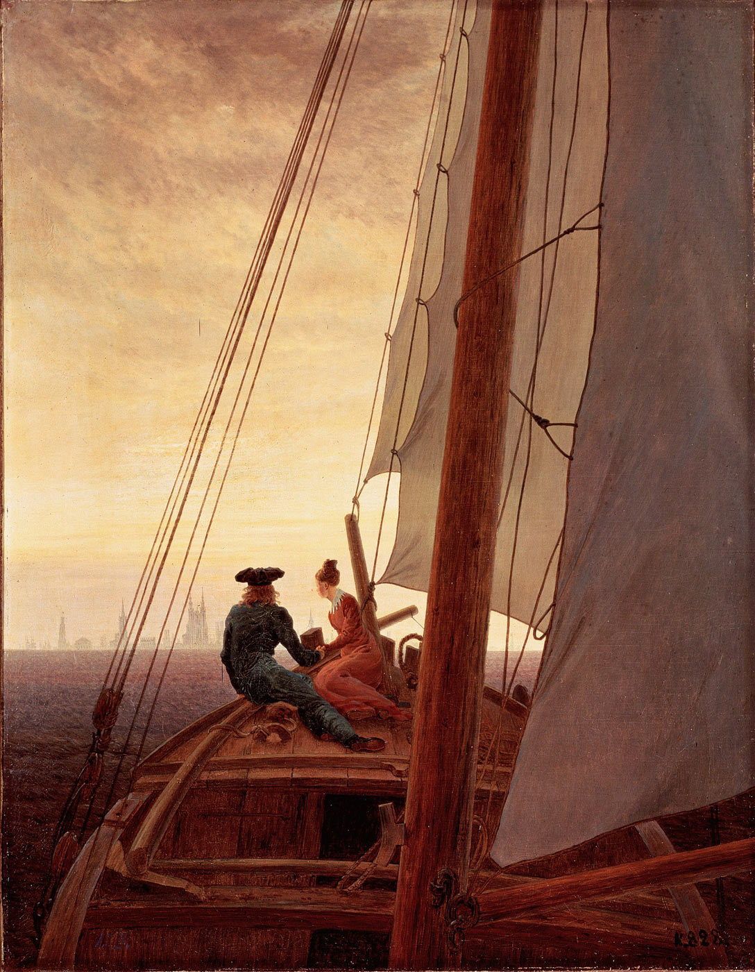 Caspar David Friedrich, Sulla barca a vela (1819; olio su tela, 71 x 56 cm; San Pietroburgo, Ermitage)
