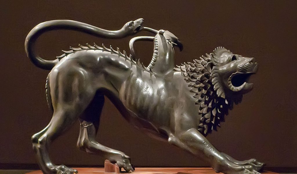 La Chimère d'Arezzo (fin du Ve siècle-début du IVe siècle av. J.-C. ; bronze, hauteur 78,5 cm ; Florence, Museo Archeologico Nazionale)