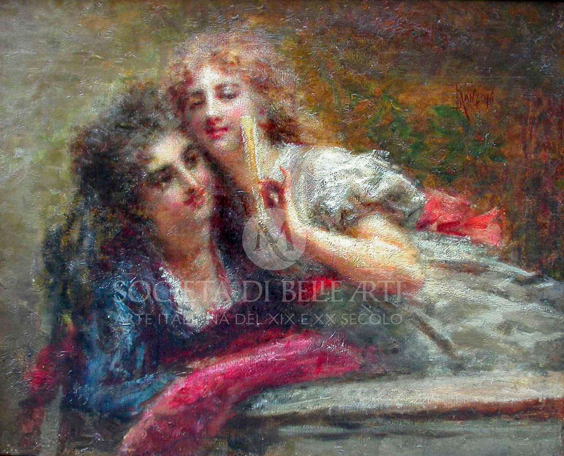 Daniele Ranzoni, Al balcone. Le curiose (1874; olio su tela, 47 x 58 cm; Viareggio, Società di Belle Arti)
 Daniele Ranzoni, Al balcone. Le curiose (1874; olio su tela, 47 x 58 cm; Viareggio, Società di Belle Arti)