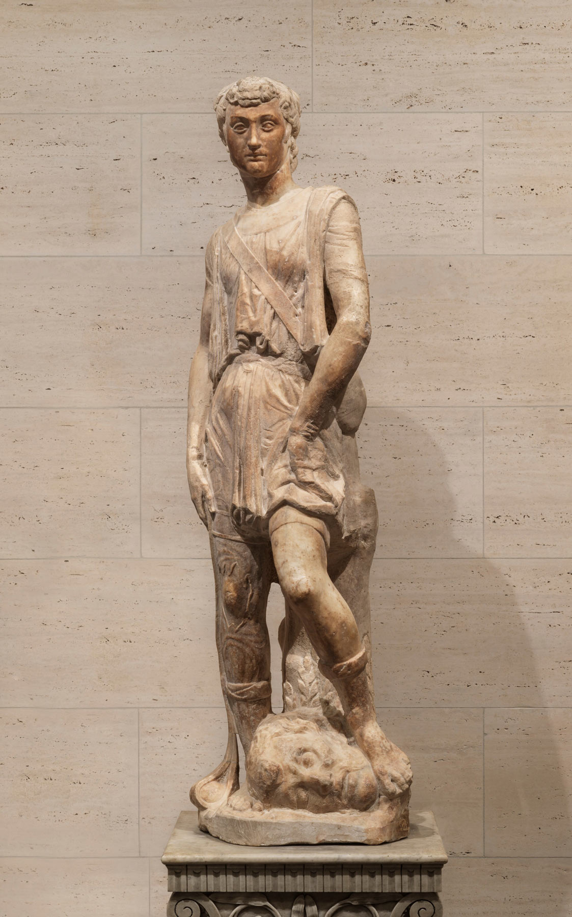 Desiderio da Settignano, Victorious David known as David Martelli (c. 1462-1464; marble, 164.6 × 50.4 × 42.4 cm; Washington, National Gallery of Art, Widener Collection, inv. 1942.9.115)