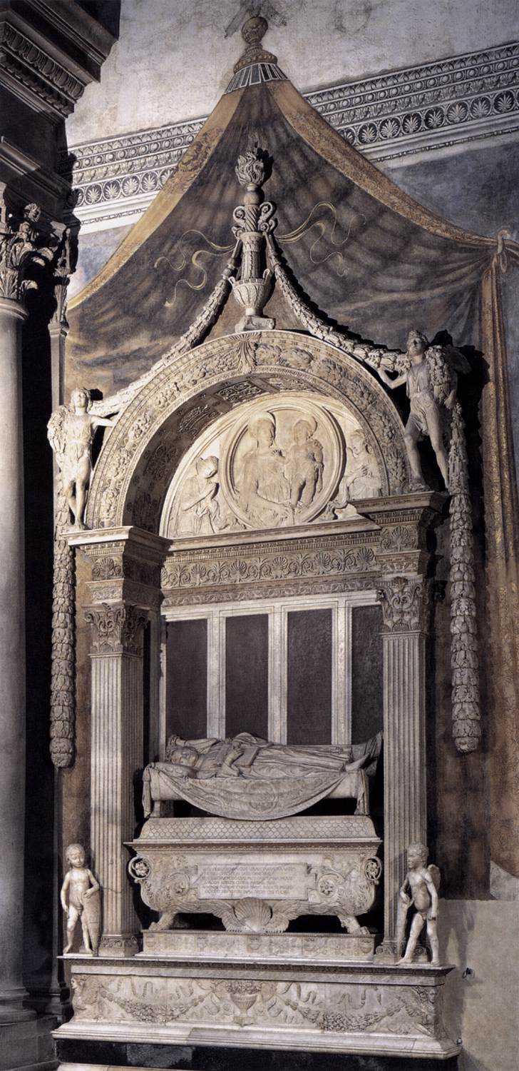 Desiderio da Settignano, Monumento funebre di Carlo Marsuppini (1453-1455 o 1459; marmo, altezza 613 cm; Firenze, Basilica di Santa Croce)
