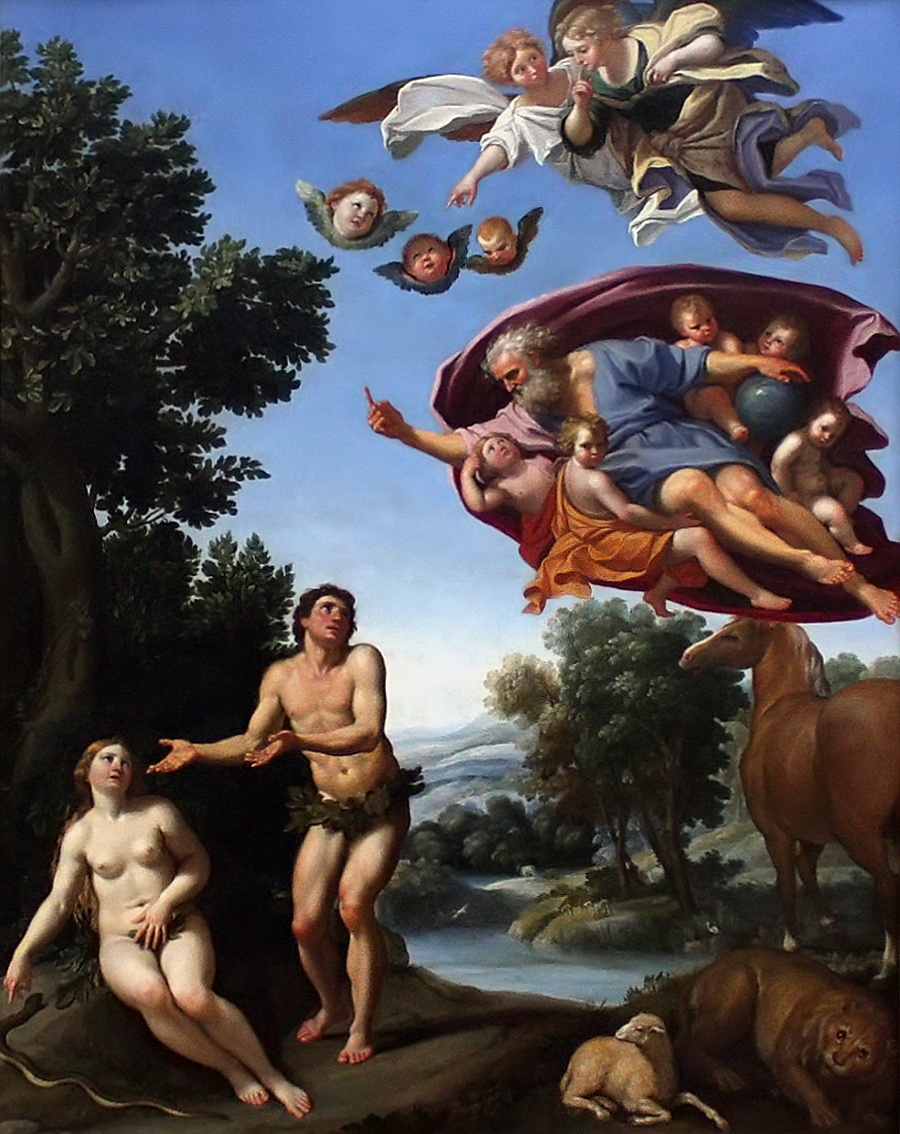 Domenichino, Rimprovero di Dio ad Adamo ed Eva (1623-1625 circa; olio su rame, 95 x 75 cm; Grenoble, Musée de peinture et sculpture)
