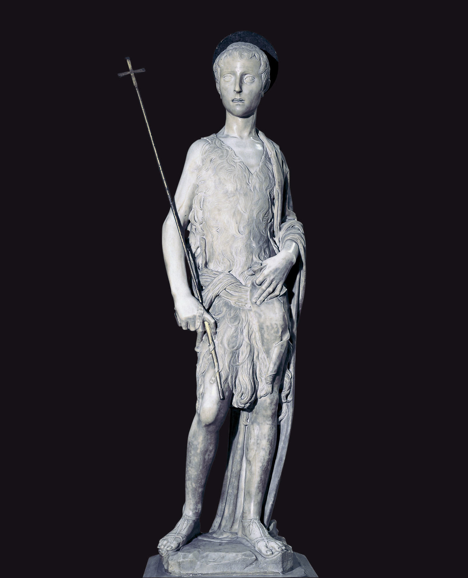 Donatello, San Giovanni Battista di casa Martelli (1442 circa; marmo, 165 x 46,5 x 36 cm; Firenze, Museo Nazionale del Bargello, inv. Sculture 435)